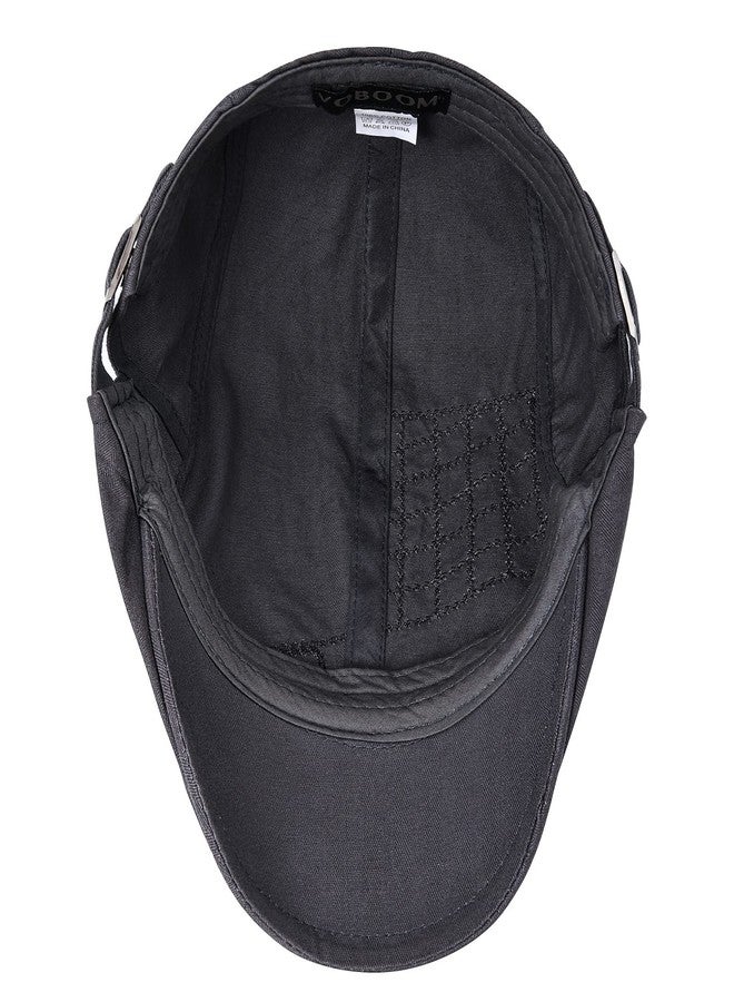 VOBOOM Men Cotton Adjustable Newsboy Beret Ivy Cap Cabbie Flat Hat (Grey) - Image 5